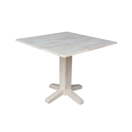 International Concepts Square Dual Drop Leaf Dining Table, Square, Unfinished, 36 W, 36 L, 30 in H, Wood, Unfinished T-36SDP